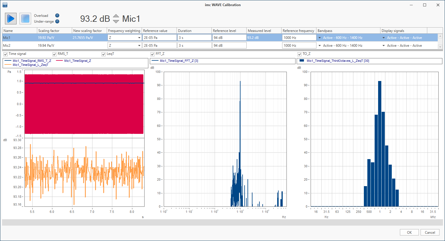 Funktion Mikrophon-Kalibrierung mit imc WAVE