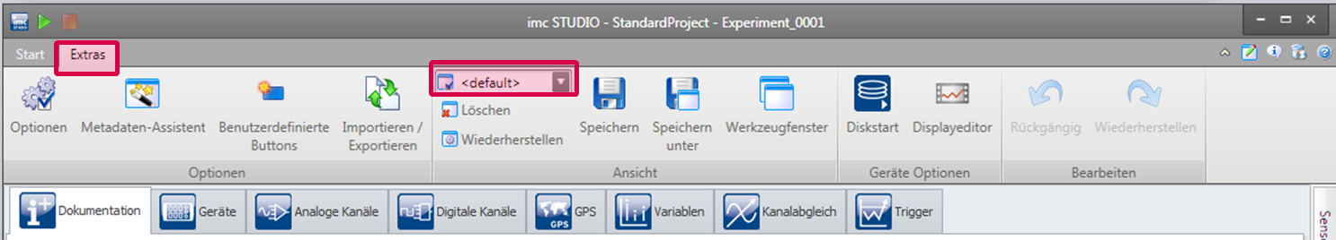 imc STUDIO 5.0 - Auswahl des Views