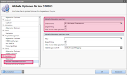 imc STUDIO 5 - Globale Einstellungen für das nachträgliche Speichern der Messdaten